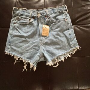 Levis Upcycled Frayed Hem Jean Shorts